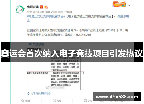 奥运会首次纳入电子竞技项目引发热议